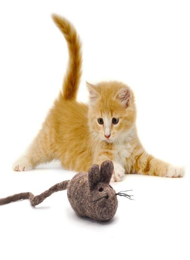 Glaciart One Felt Mouse Cat Toy – Soft Fuzzy Enrichment 100% Natural Wool - Interactive Catnip Play Cat Toy Set - Safe for Pets, Non-AZO Colored Dyes - 100” Long - Image 3